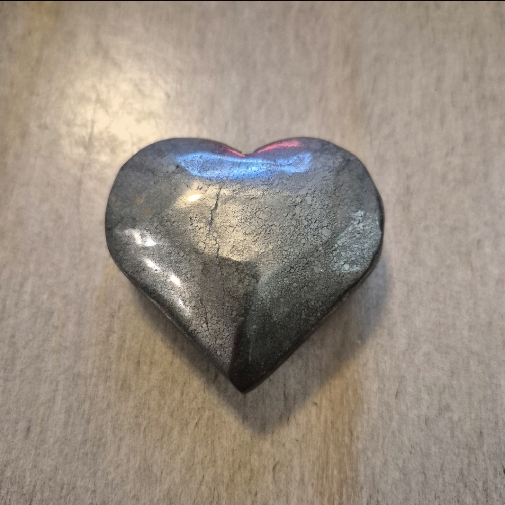 Natural Pyrite Polished Heart Palm Stone #11 - Picture 4 of 7